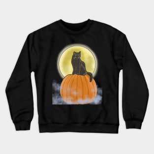 Full Moon, Black Cat Crewneck Sweatshirt